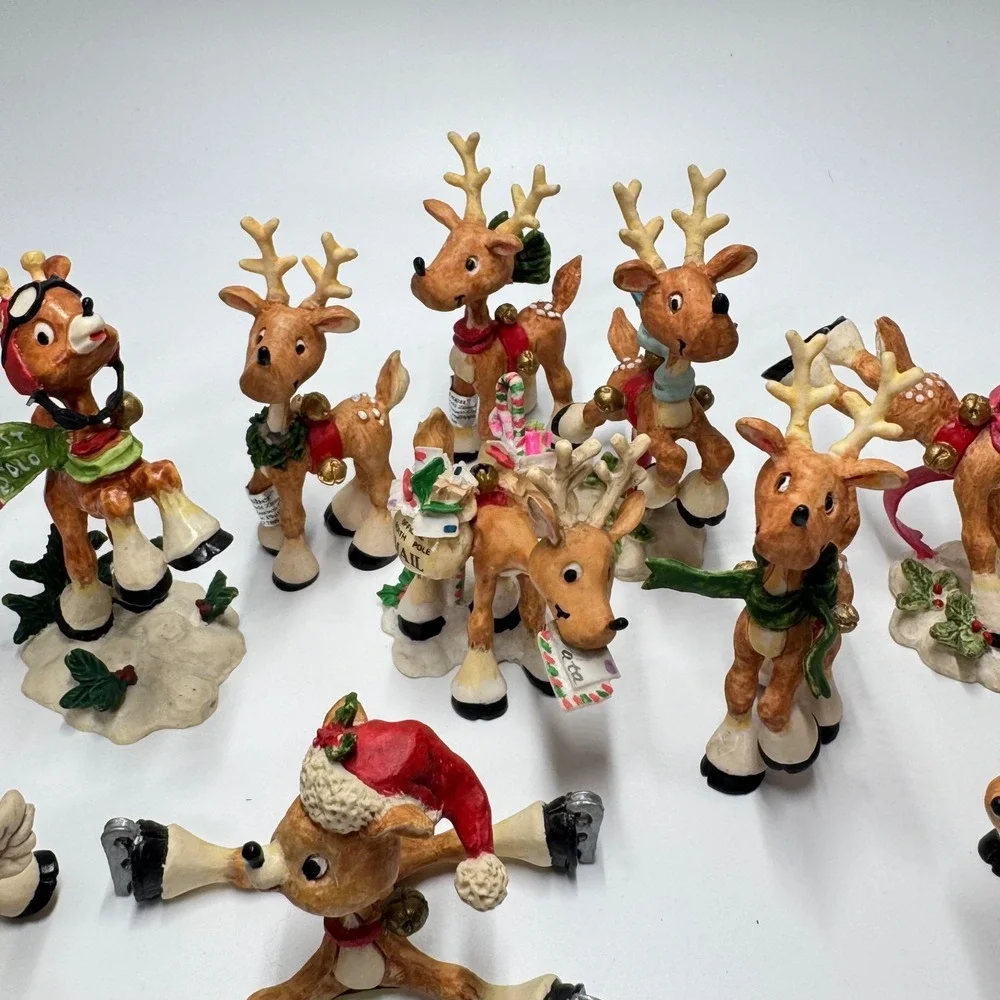 Vintage Enesco Sandi Zimnicki Reindeer Figurines Lot 1990s Christmas Decor